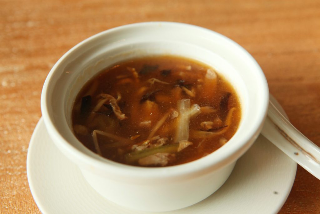 Roasted Shredded Duck Soup, Assorted Vegetables